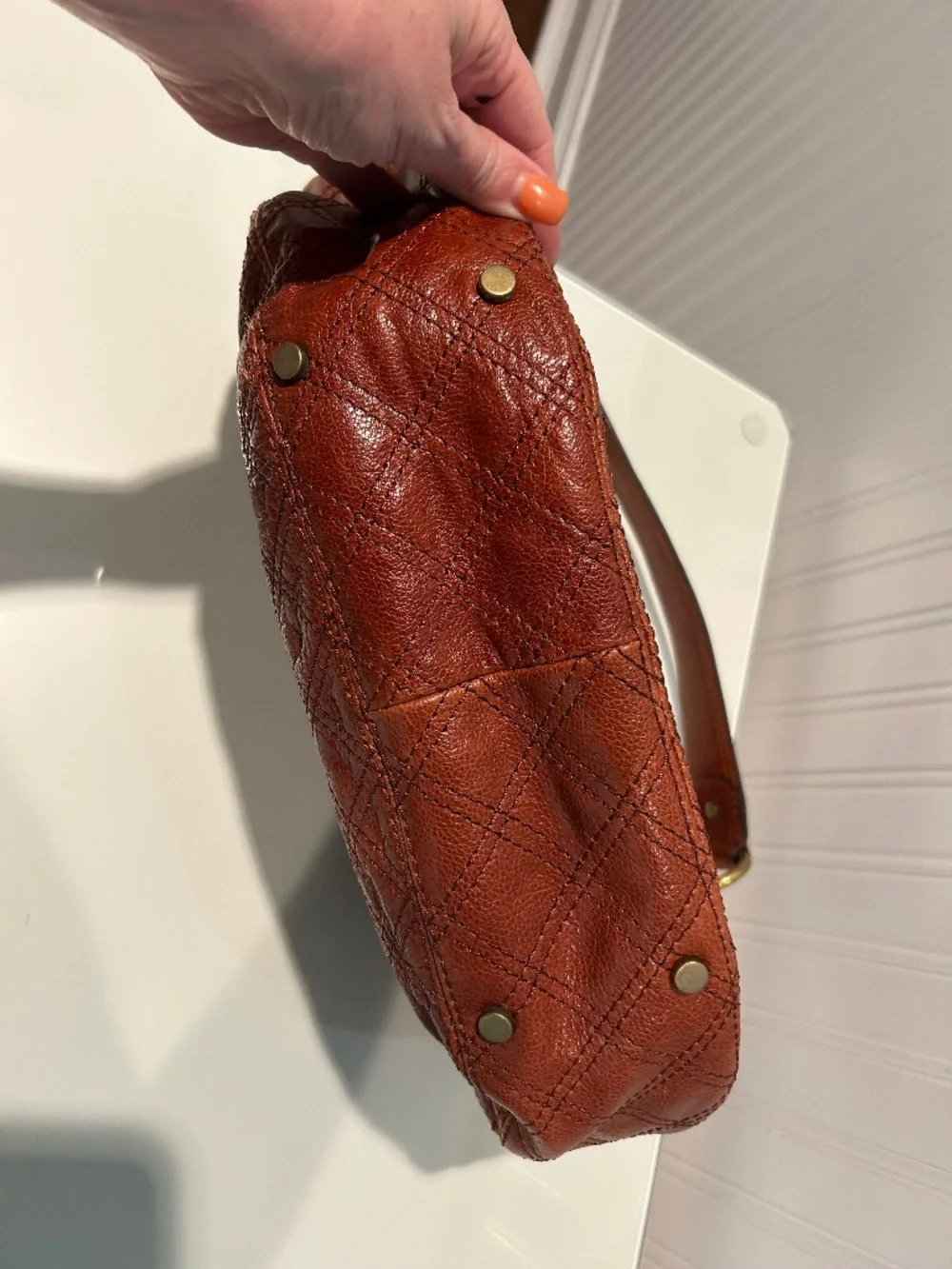 Like New Antonio Melani Hobo Bag quilted leather brown